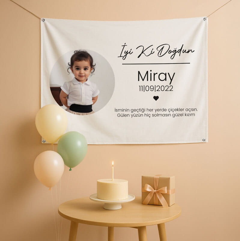 Fotoğraf & Mesajlı Doğum Günü Kutlama Pankartı - 70 x 95 cm
