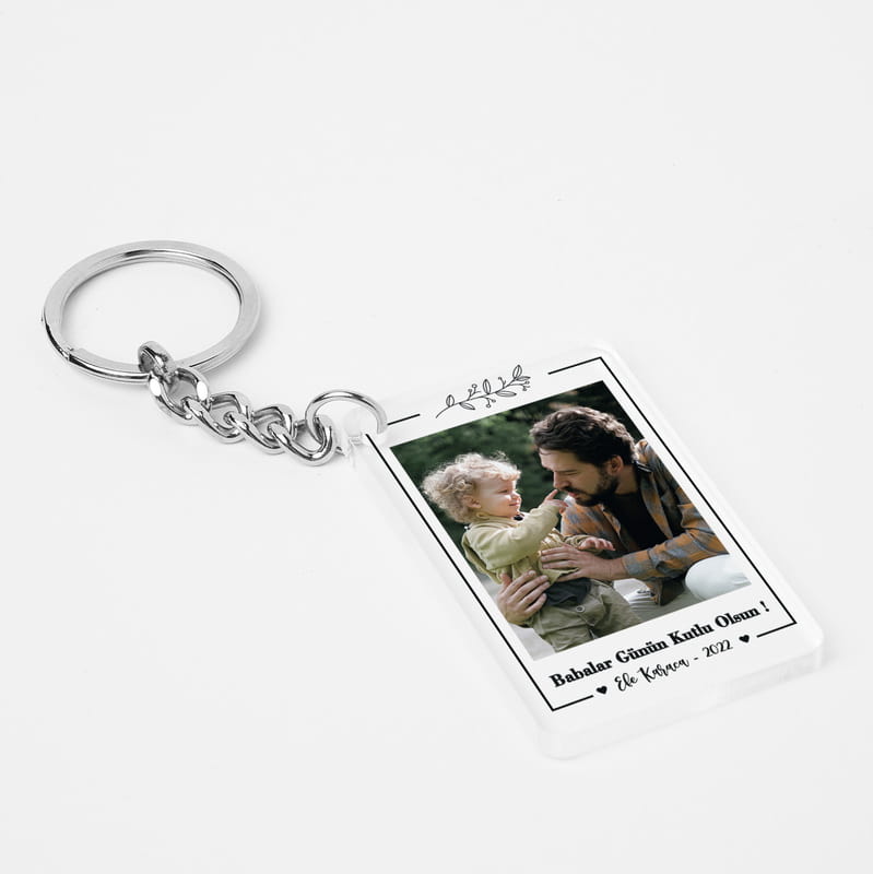 Fotoğraf ve Mesaj Baskılı Babaya Hediye Şeffaf Anahtarlık