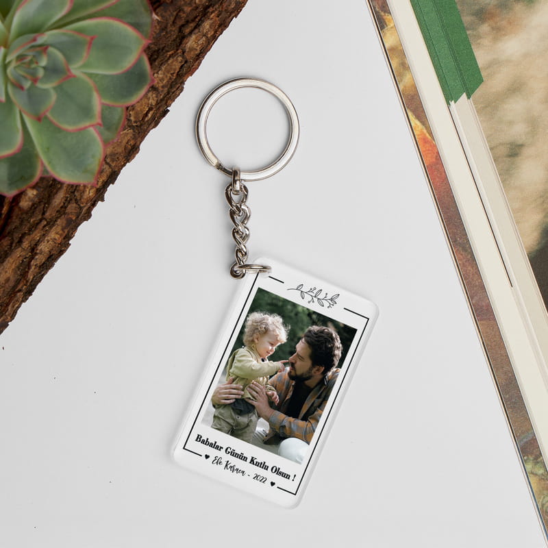 Fotoğraf ve Mesaj Baskılı Babaya Hediye Şeffaf Anahtarlık