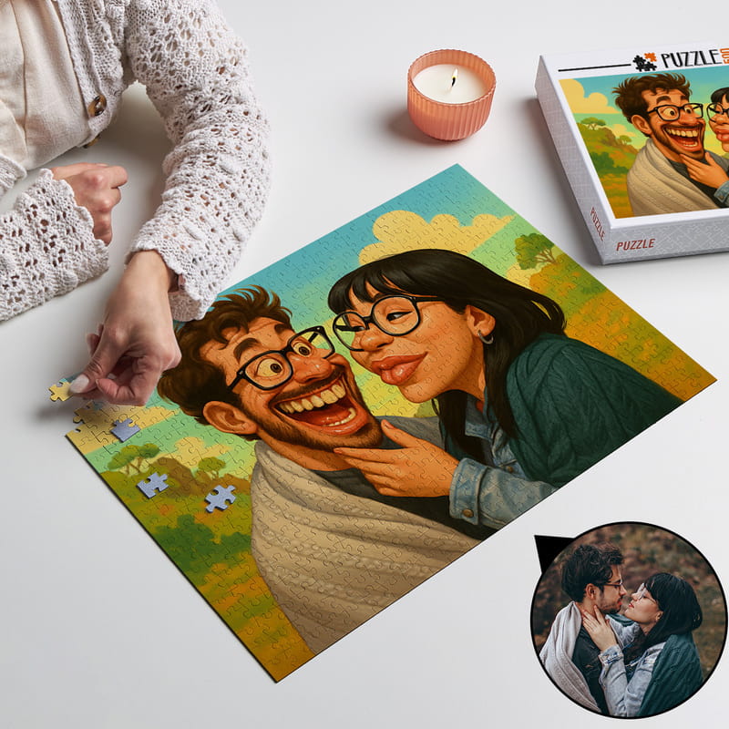 Fotoğrafınıza Özel Karikatür Baskılı 500 Parça Puzzle