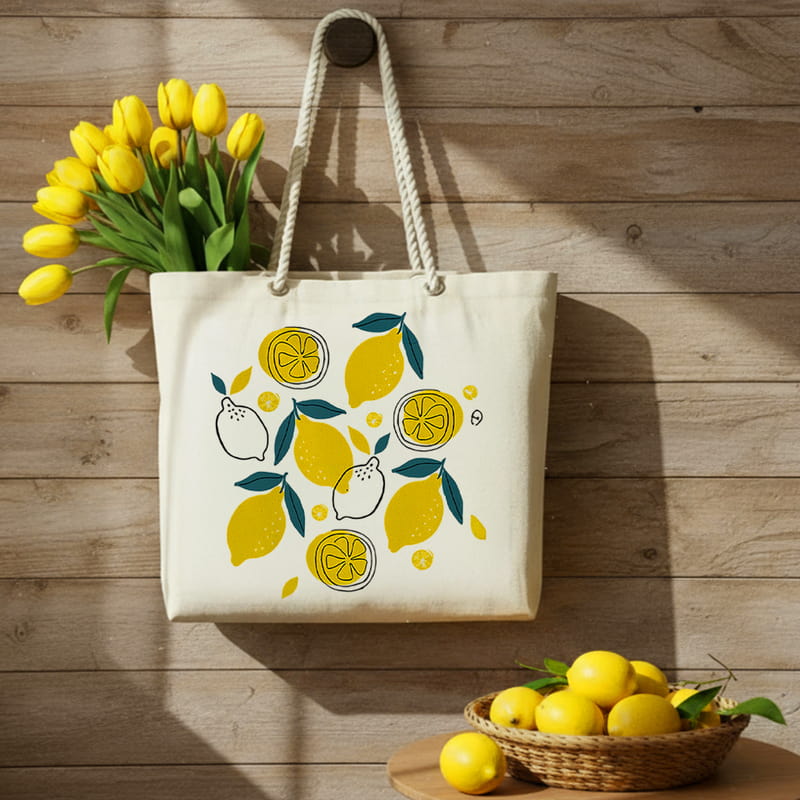 Fresh Limon Baskılı Bez Kol Çantası