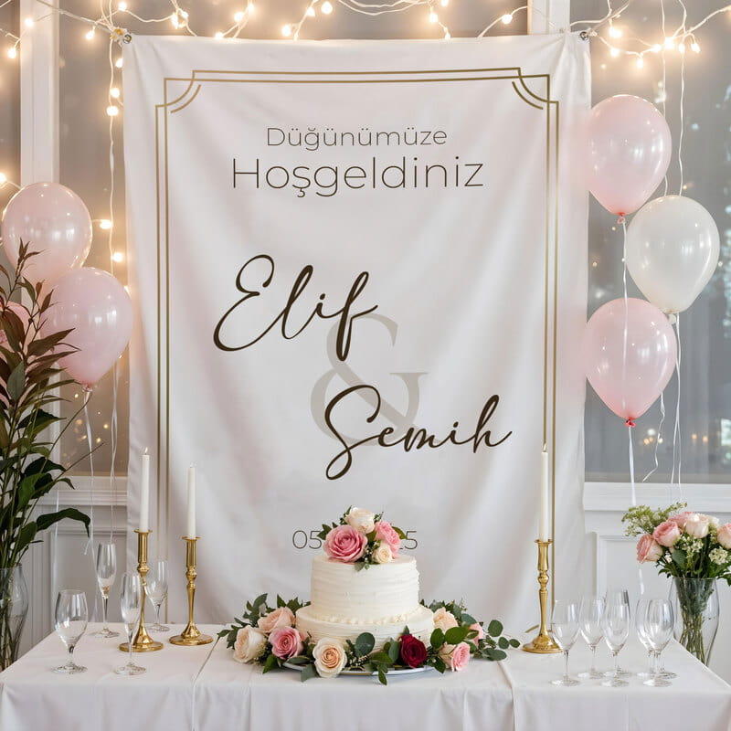 Gelin Damat İsimli Düğünümüze Hoşgeldiniz Afişi - 95 x 145 cm