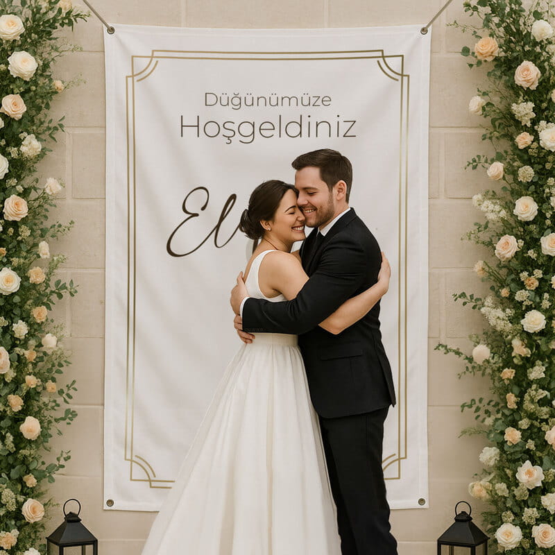 Gelin Damat İsimli Düğünümüze Hoşgeldiniz Afişi - 95 x 145 cm