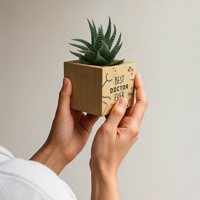 Gelmiş Geçmiş En İyi Doktor Mesajlı İsme Özel Sukulent Naturacube