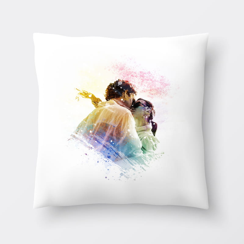 Gökkuşağı Efektli Fotoğraf Baskılı Kırlent Yastık