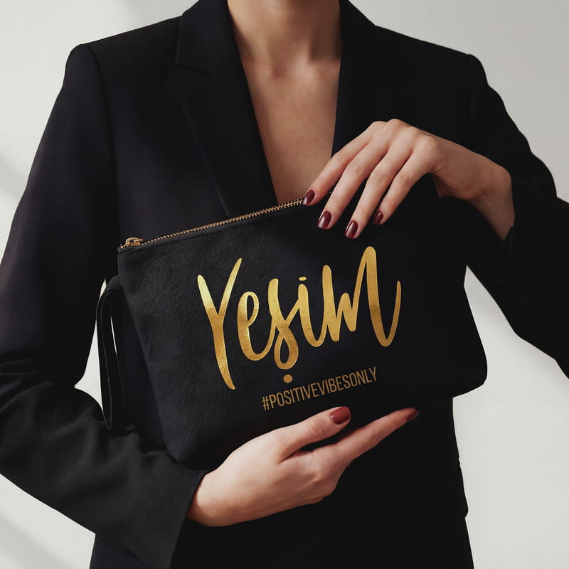 Gold İsim Baskılı Makyaj Çantası