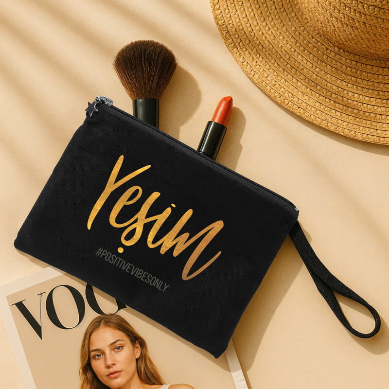 Gold İsim Baskılı Makyaj Çantası