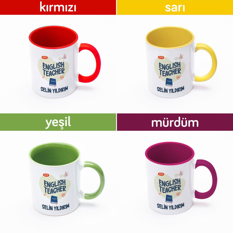 İngilizce Öğretmenine Özel İsimli Kupa Bardak