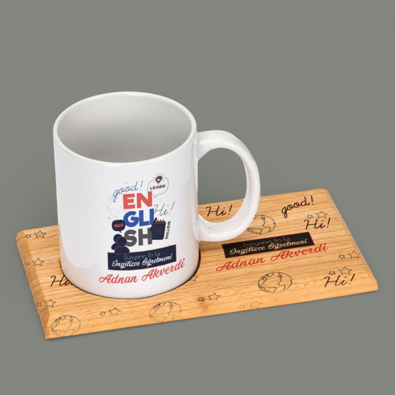 İngilizce Öğretmenlerine Hediye Kişiye Özel Kupa Sunum Seti