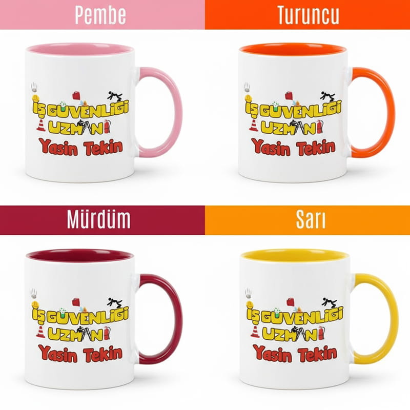 İş Güvenliği Uzmanlarına Hediye Renkli Kahve Kupası