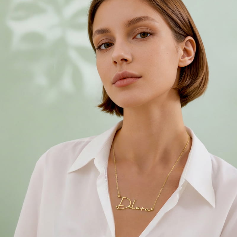 İsim Yazılı Gümüş Kadın Kolye