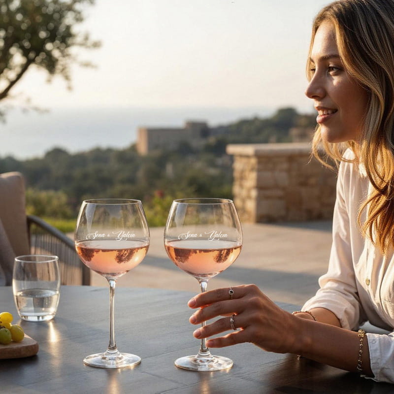 İsim Yazılı Piedmont 2'li Şarap Kadeh Seti