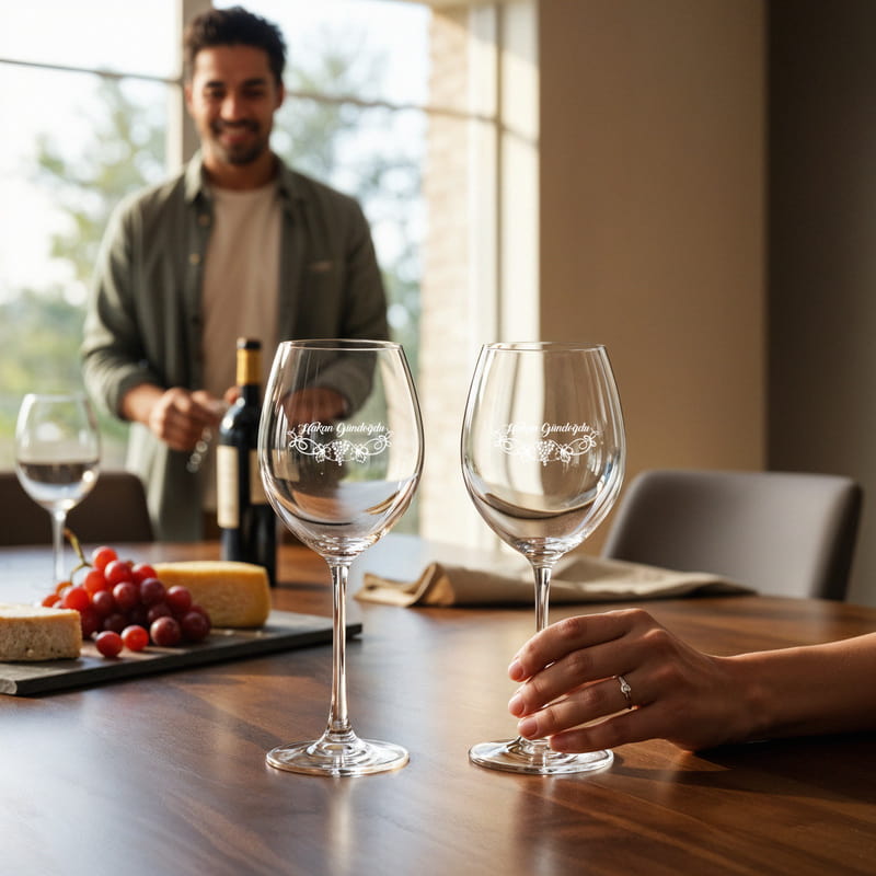İsim Yazılı Toscana Şarap Kadeh Seti