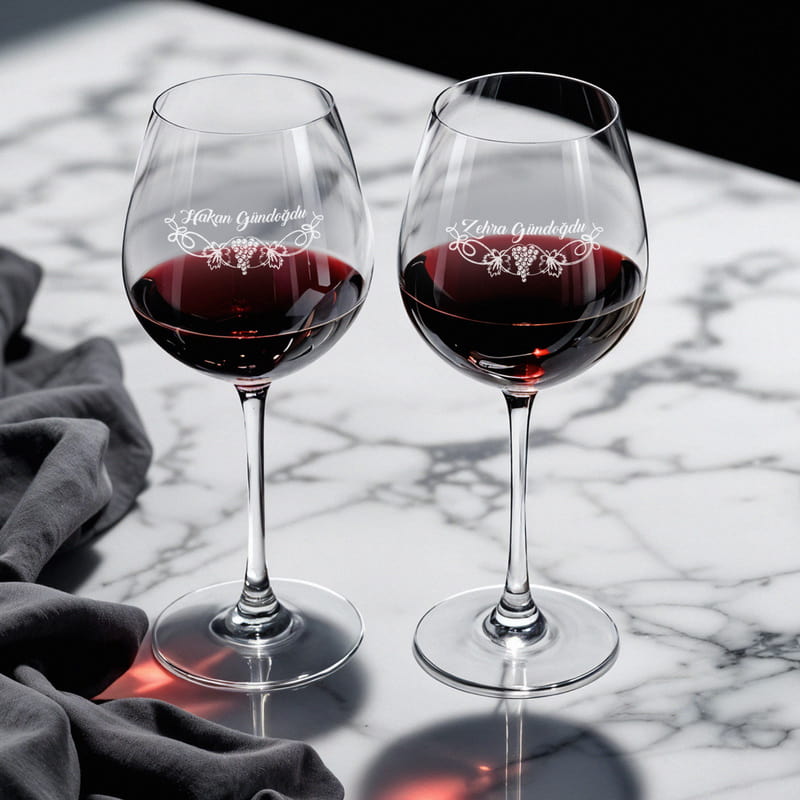İsim Yazılı Toscana Şarap Kadeh Seti