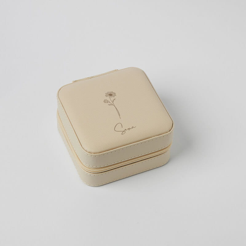 İsimli Doğum Çiçeği Tasarımlı Takı Çantası