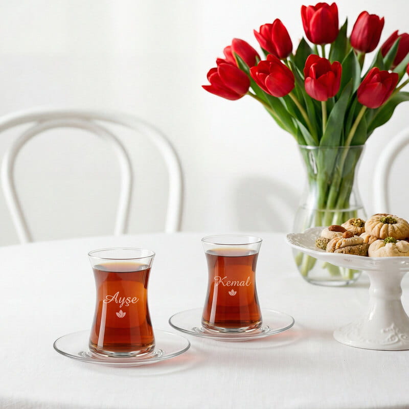 İsme Özel 2’li Çay Bardağı Seti