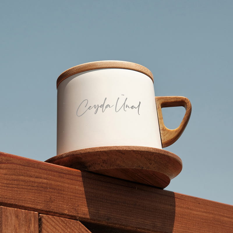 İsme Özel Ahşap Kapak & Kulplu Termos Kupa