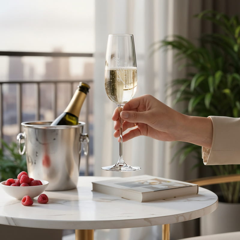 İsme Özel İmza Stilli Şampanya Kadeh Seti