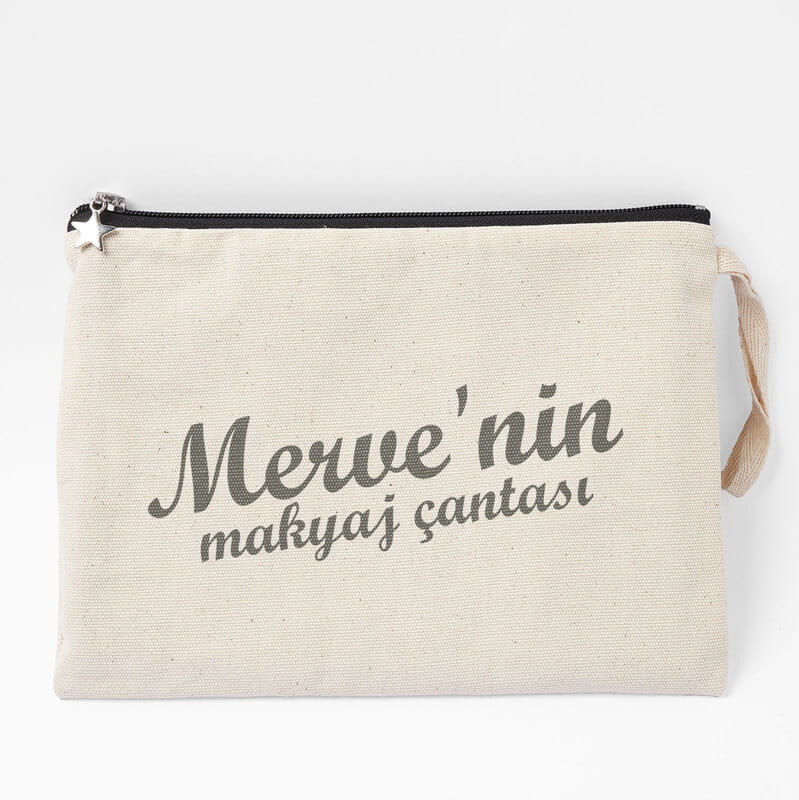 İsme Özel Kanvas Makyaj Çantası