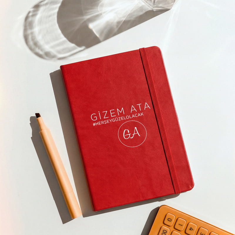 İsme Özel Kırmızı Çizgili Defter