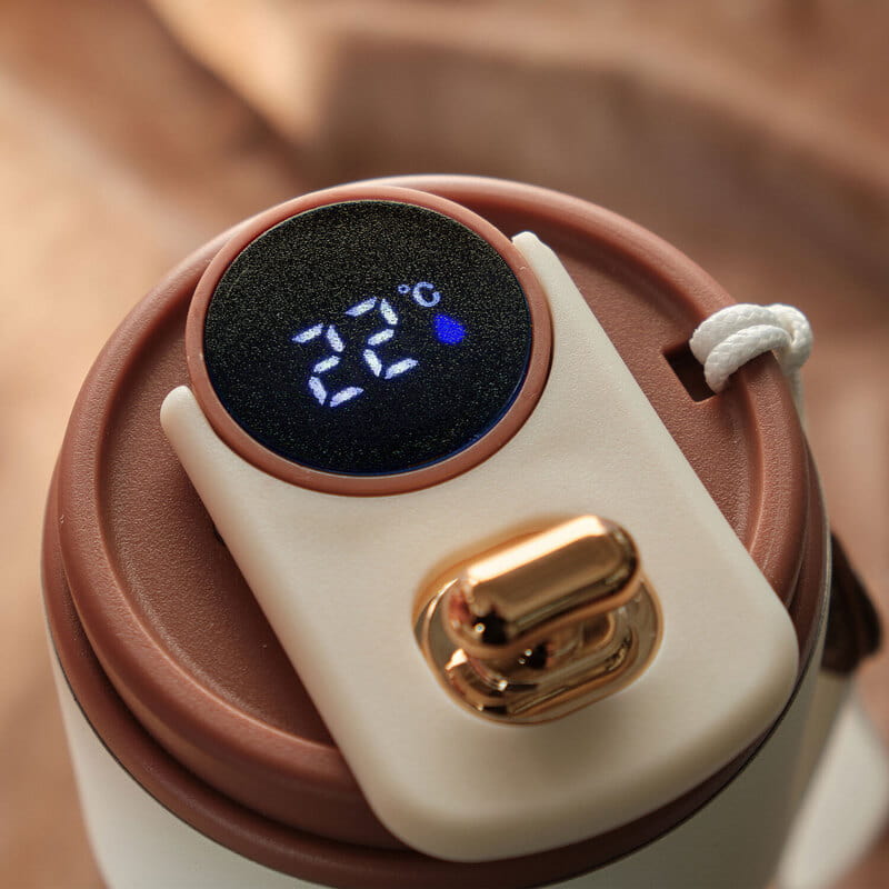 İsme Özel Smart Sıcaklık Göstergeli Kahve Termosu - Tasarım Seçenekli