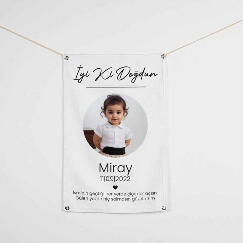 İyi ki Doğdun Fotoğraf & İsimli Kutlama Duvar Pankartı - 45 x 70 cm