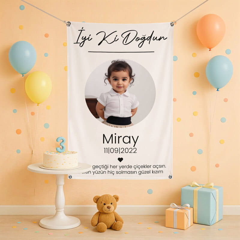 İyi ki Doğdun Fotoğraflı Büyük Boy Doğum Günü Posteri - 95 x 145 cm