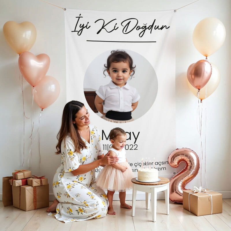 İyi ki Doğdun Fotoğraflı Büyük Boy Doğum Günü Posteri - 95 x 145 cm