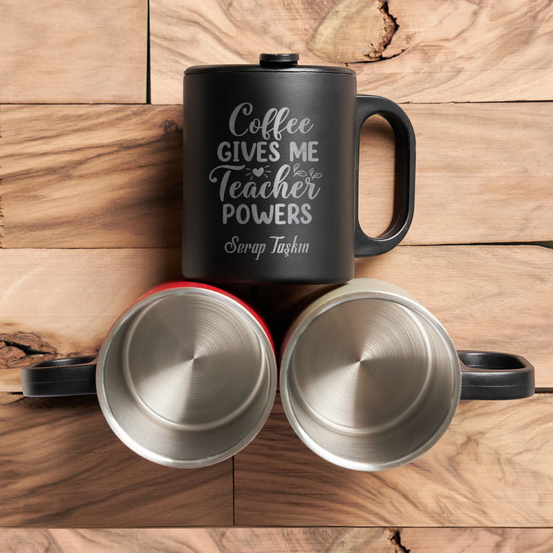 Kahve Sever Öğretmen İsimli Termos Bardak