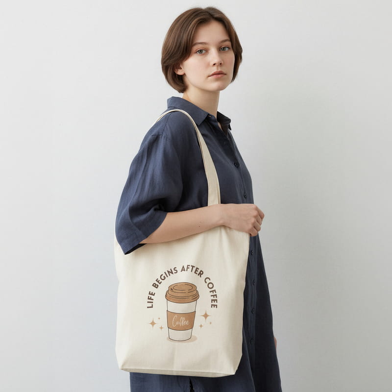 Kahve Sever Tasarımlı Bez Çanta