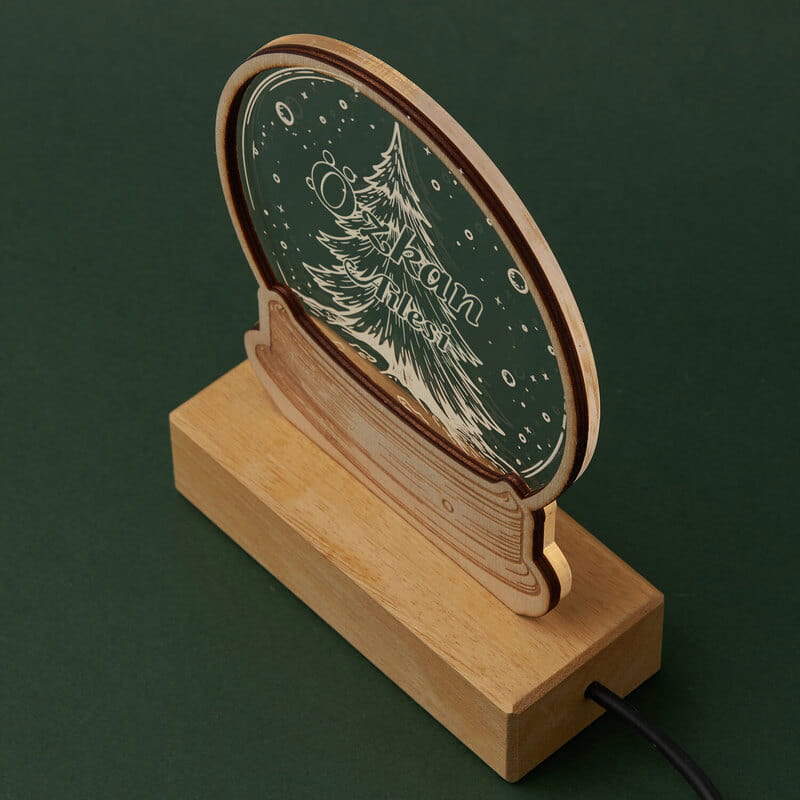 Kar Küresi Katmanlı Yılbaşı Ağacı Aile İsimli Led Lamba