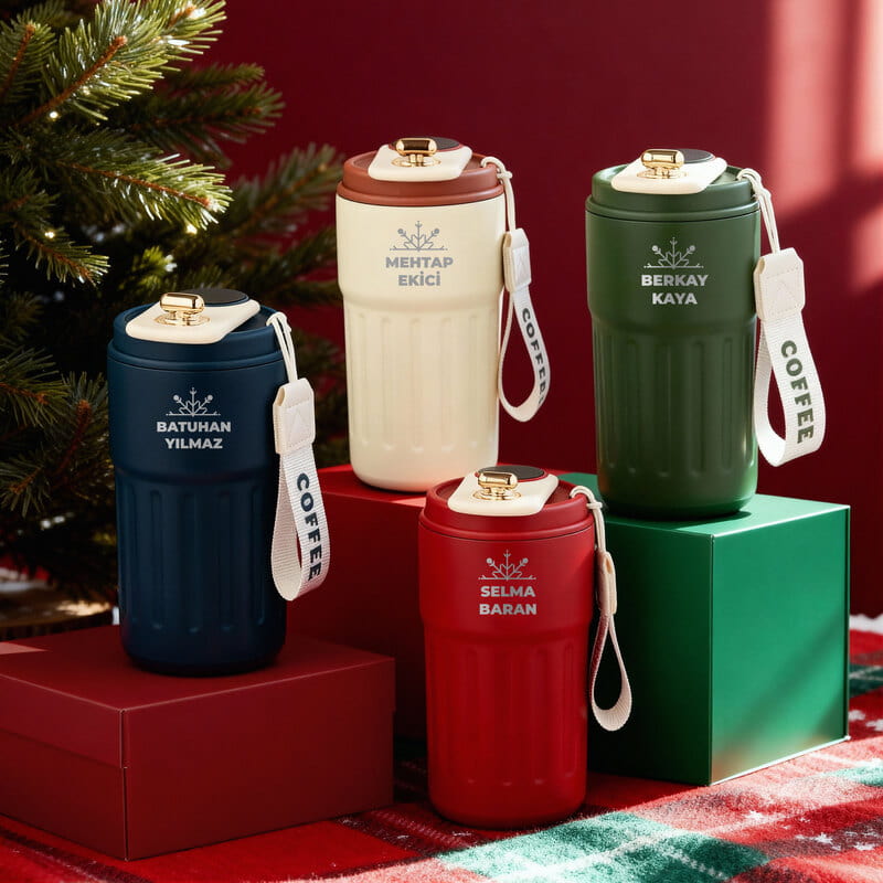 Kar Tanesi İsimli Led Sıcaklık Göstergeli Kahve Termosu