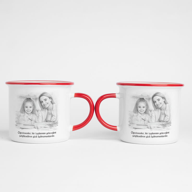 Karakalem Fotoğraf & Mesaj Baskılı Öğretmen Kahve Kupası