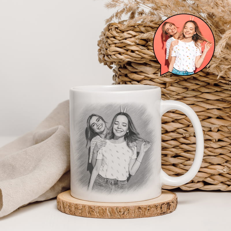 Karakalem Fotoğraflı Kupa Bardak