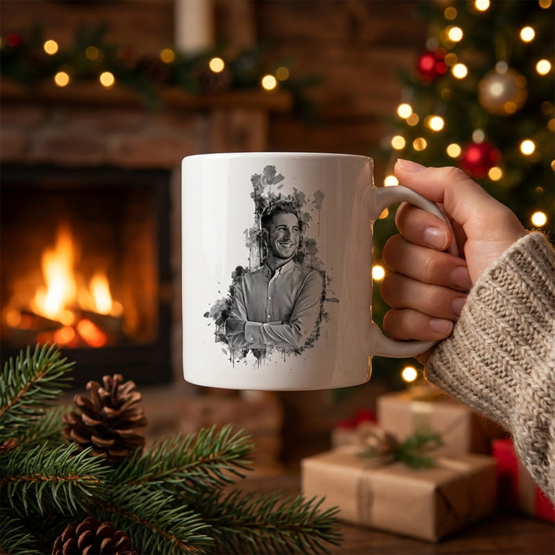 Karakalem Tasarımlı Kişiye Özel Kupa