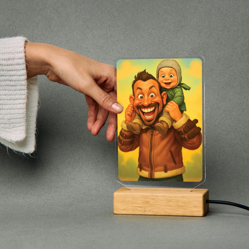 Karikatür Fotoğraflı Kişiye Özel Led Lamba