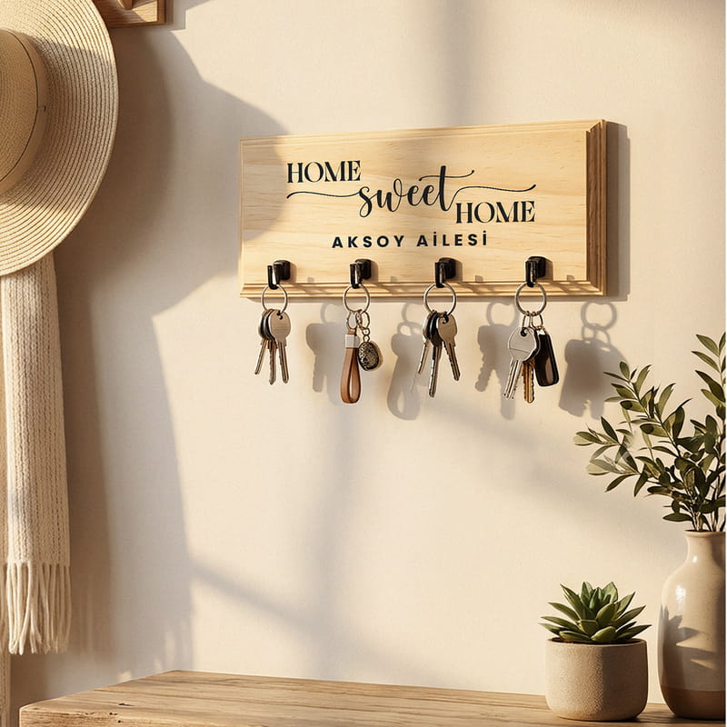 Kişiye Özel Ahşap Anahtar Askılığı