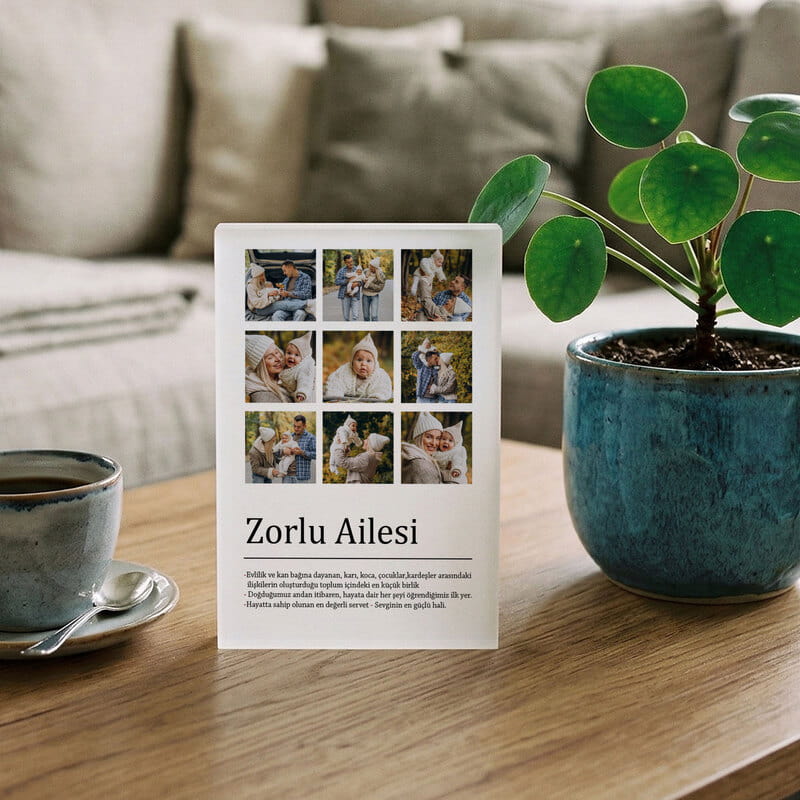 Kişiye Özel Aile Kelime Anlamlı Fotoğraf Baskılı Akrilik Fotoğraf Çerçevesi