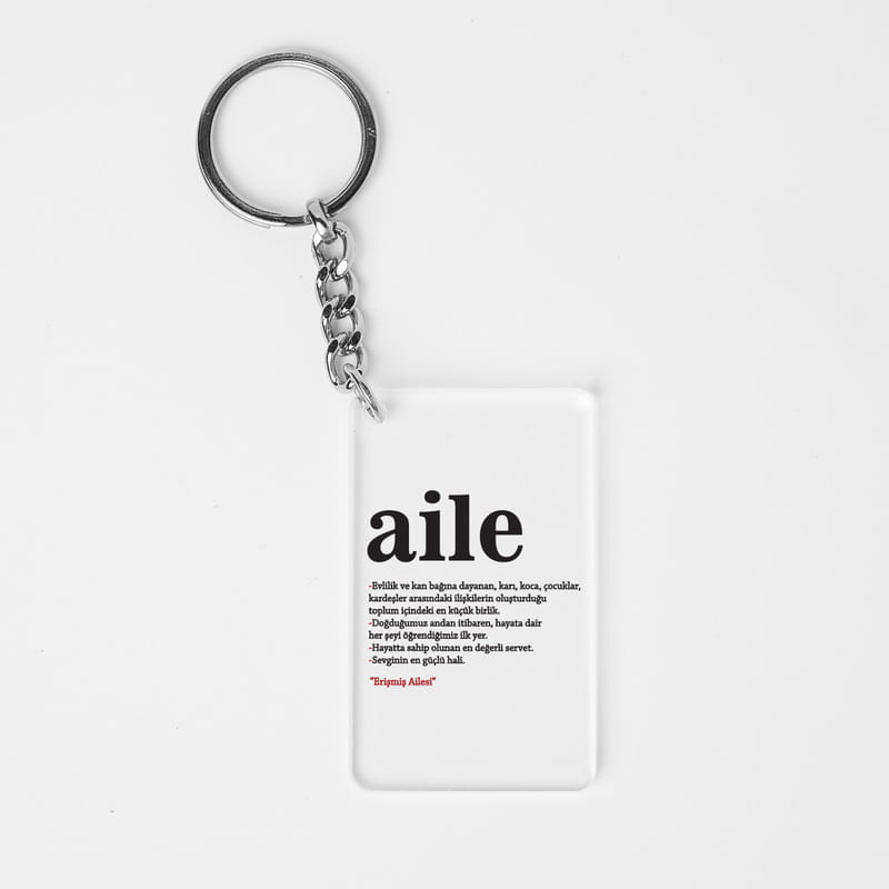 Kişiye Özel Aile Kelime Anlamlı Şeffaf Anahtarlık
