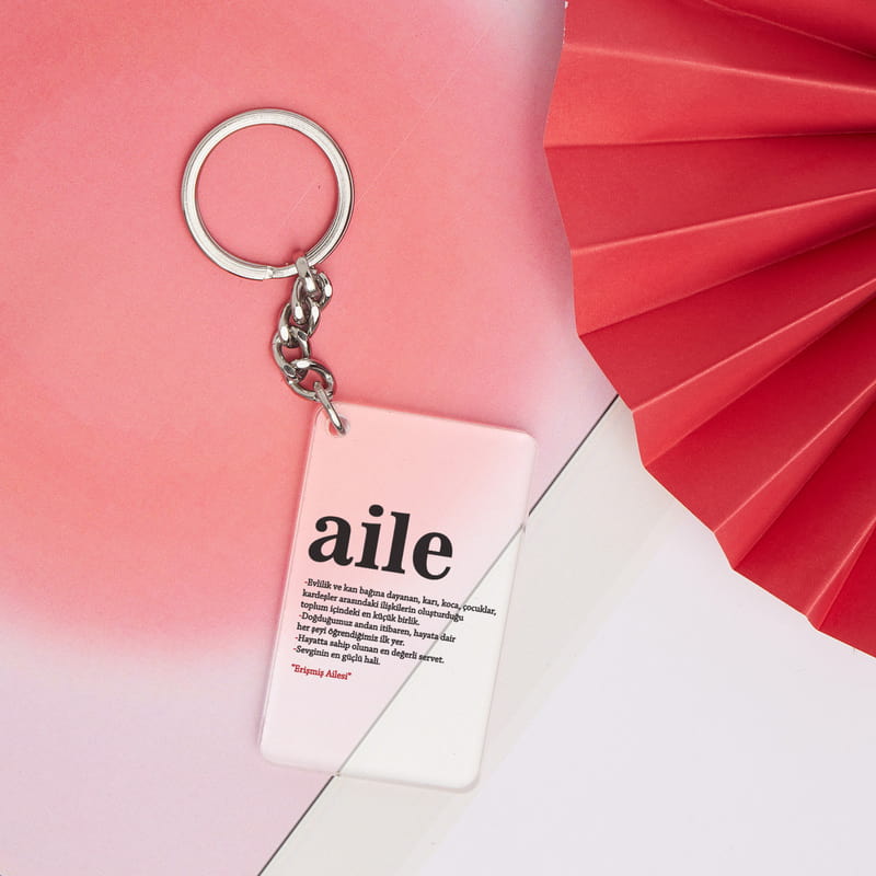 Kişiye Özel Aile Kelime Anlamlı Şeffaf Anahtarlık