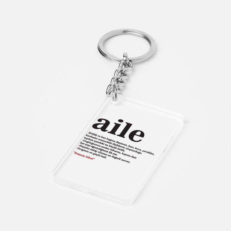 Kişiye Özel Aile Kelime Anlamlı Şeffaf Anahtarlık