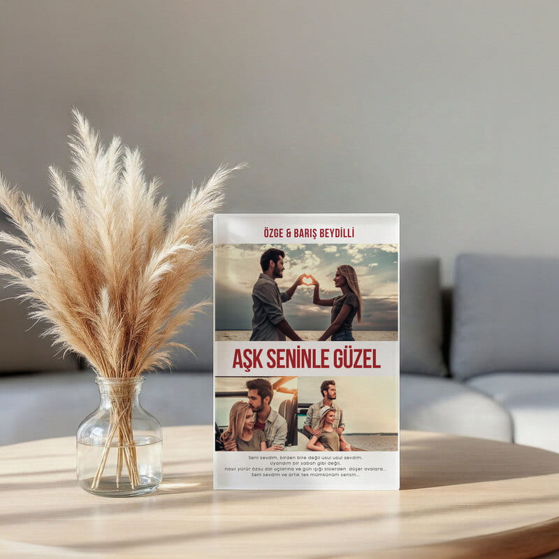 Kişiye Özel Aşk Filmi Tasarımlı Akrilik Fotoğraf Çerçevesi
