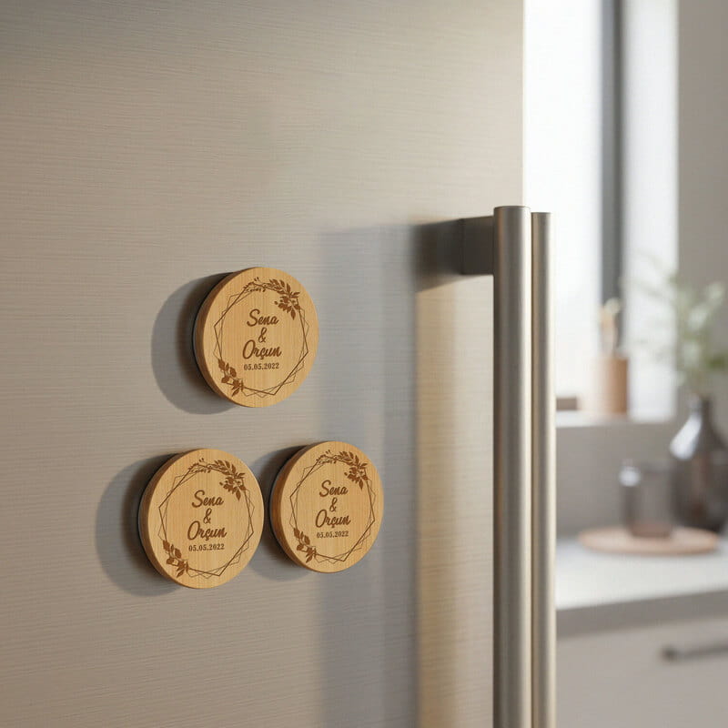 Kişiye Özel Bambu Ahşap Magnetli Şişe Açacağı