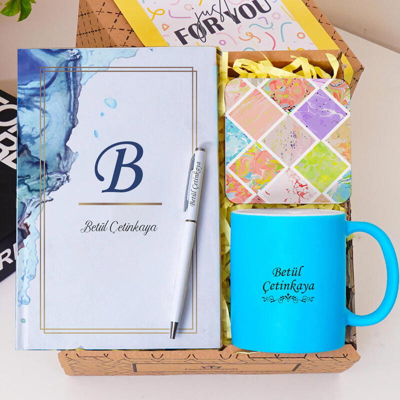Kişiye Özel Defterli Kalem Kupa Bardak Hediye Kutusu