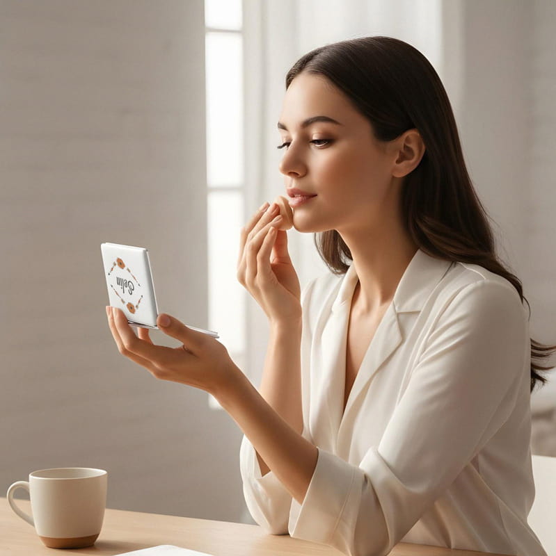 Kişiye Özel Floral Tasarımlı Beyaz El Aynası