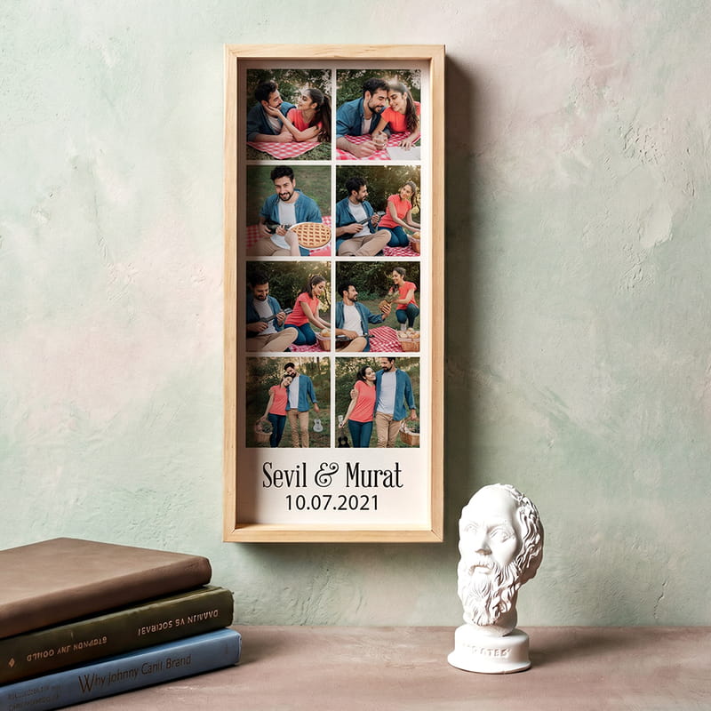 Kişiye Özel Hediye 8 Fotoğraf Baskılı Ahşap Tablo