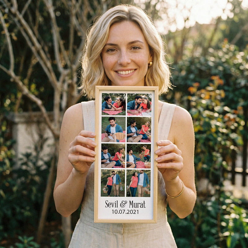 Kişiye Özel Hediye 8 Fotoğraf Baskılı Ahşap Tablo