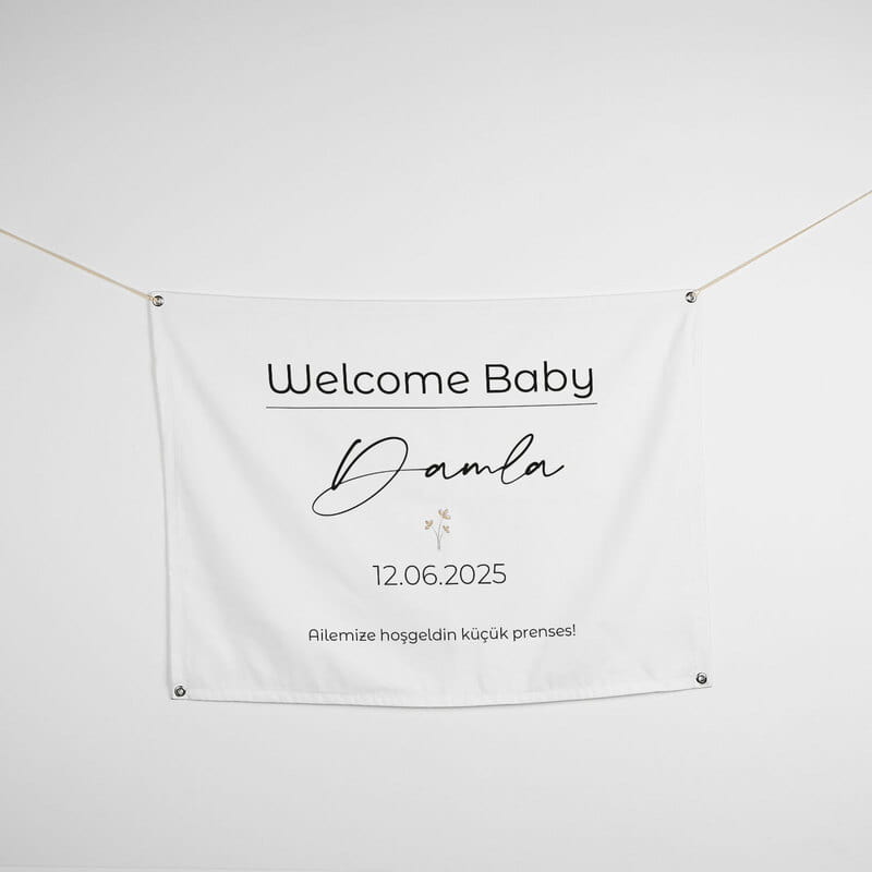 Kişiye Özel Hoşgeldin Bebek Pankartı - 70 x 95 cm