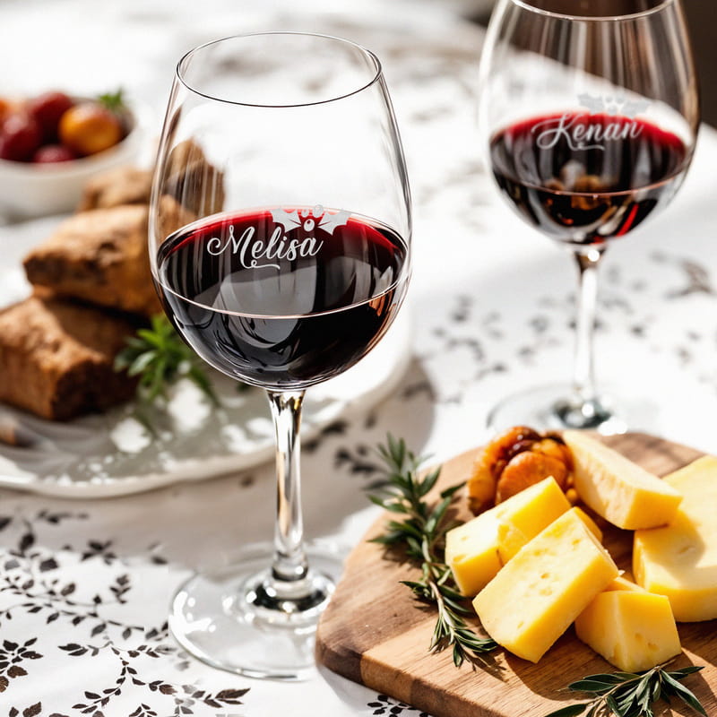 Kişiye Özel İsim Yazılı Yılbaşı Şarap Kadehleri