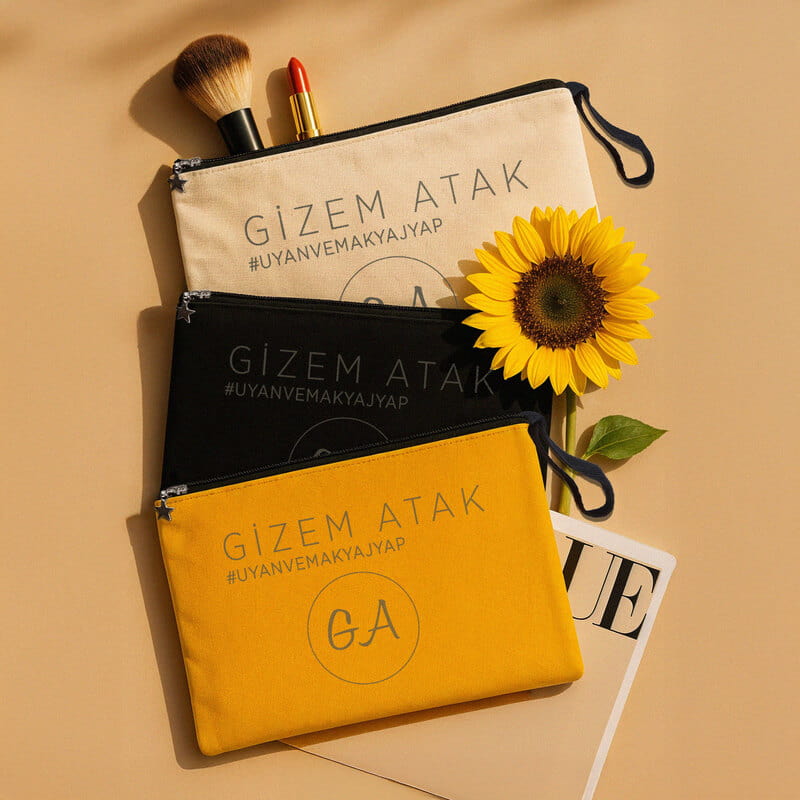 Kişiye Özel Kanvas Makyaj Çantası